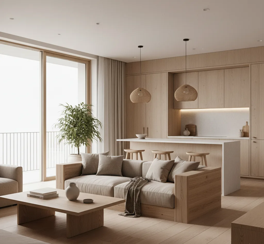 konsep design interior gaya japandi